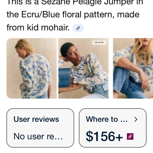 Sezane Pelagie Cream & Ecru Blue Floral Sweater made of Kid Mohair Feminine XS - Picture 4 of 13